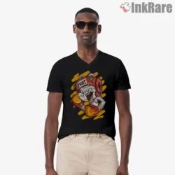 Bugs Bunny Fight Mode Boxing Helmet Shirt on black v-neck shirt for men graphic tee