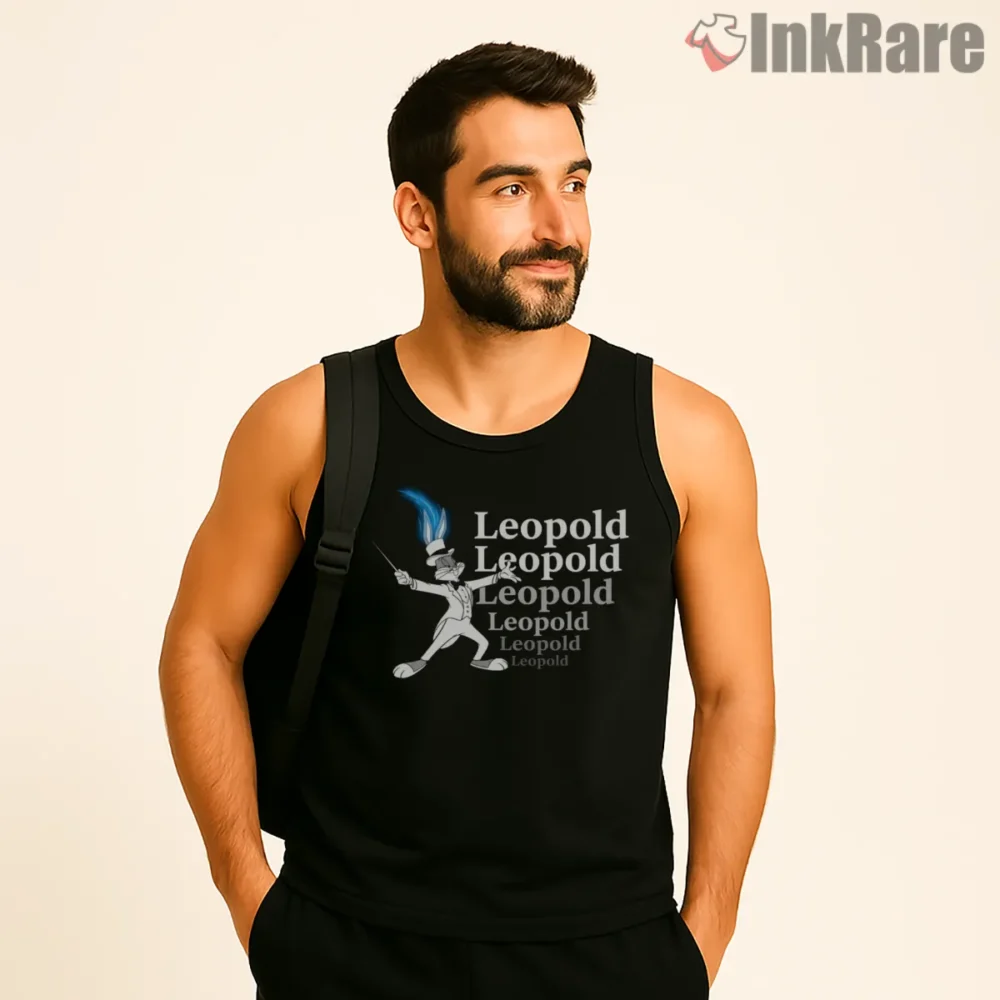 Bugs Bunny Leopold Conductor Parody Shirt on black tank top for men graphic tee