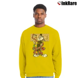 Men’s Bugs Bunny Looney Tunes Gucci Mashup Classic Crewneck Sweatshirt in yellow | Cozy Fabric, Clean Style