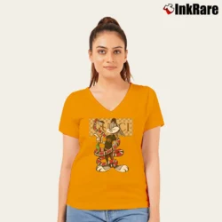 Women’s Bugs Bunny Looney Tunes Gucci Mashup Classic V-Neck Tee in orange | Chic Neckline, Soft Texture