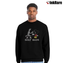 Men’s Bugs Bunny Mickey Mouse Looney Tunes Disney Crewneck Sweatshirt in black | Cozy Fabric, Clean Style
