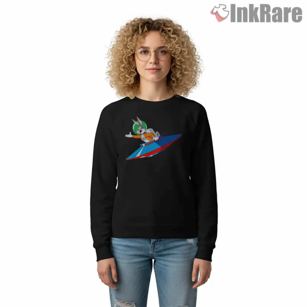 Bugs Bunny Neon Ufo Spaceship Shirt on graphic shirt for women graphic tee