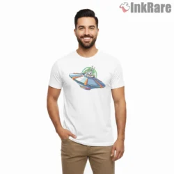 Bugs Bunny Retro Saucer Pilot Shirt on white short sleeve shirt for men graphic tee
