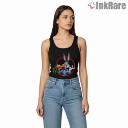 Bugs Bunny Whats Up Doc Portrait Shirt on black tank top for women graphic tee