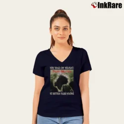 Women’s Buju Banton Graphic V-Neck Tee in navy | Chic Neckline, Soft Texture