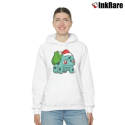 Women’s Bulbasaur Pokemon Christmas Festive Gift Cozy Hoodie in white | Warm, Structured, Stylish