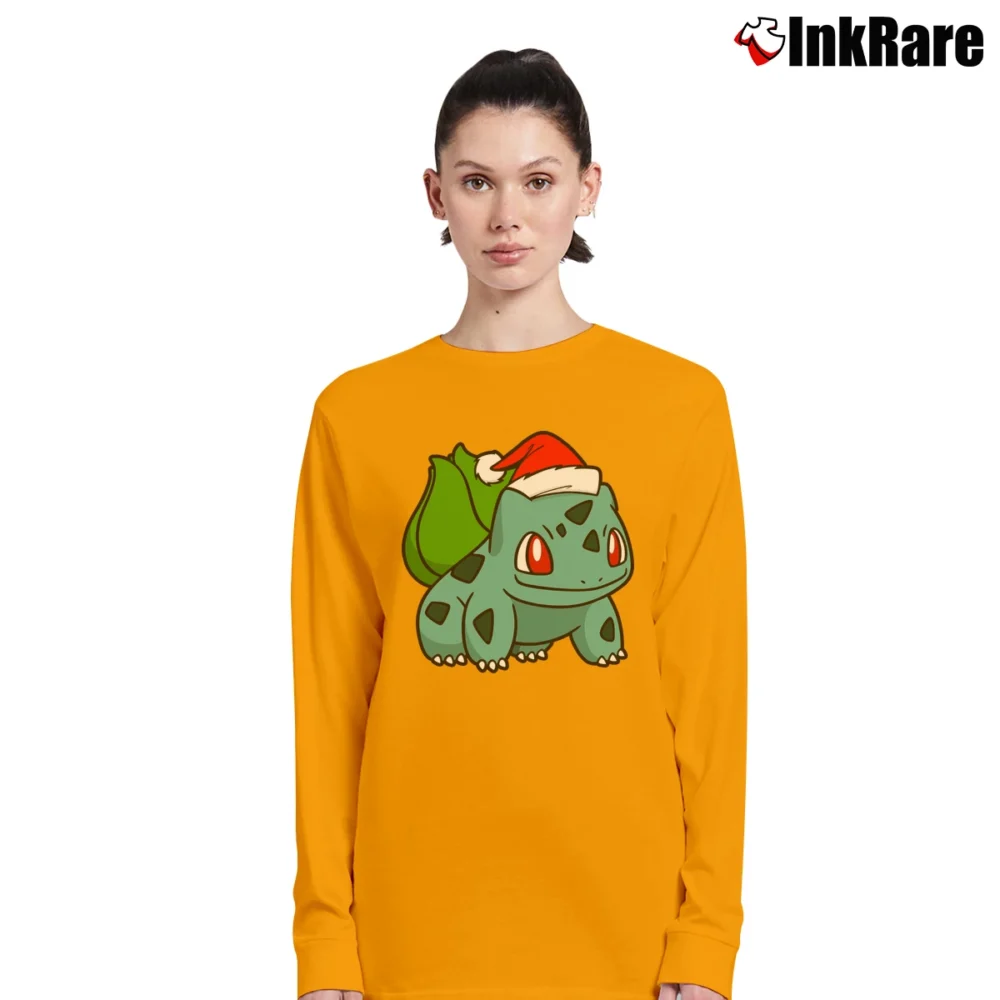 Women’s Bulbasaur Pokemon Christmas Festive Gift Long-Sleeve Top in orange | Sleek, Versatile, All-Season