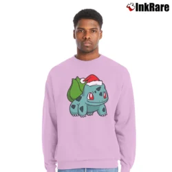Men’s Bulbasaur Pokemon Christmas Festive Gift Crewneck Sweatshirt in light pink | Cozy Fabric, Clean Style