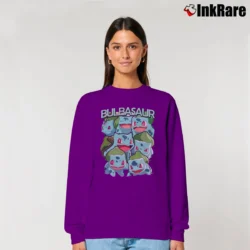 Women’s Bulbasaur Pokemon Retro Custom Graphic Relaxed Sweatshirt in purple | Soft, Laid-Back Vibe