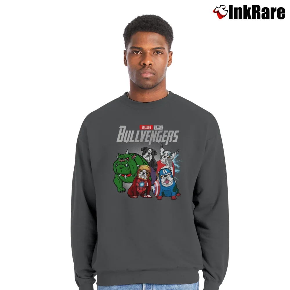 Men’s Bulldog Avengers Endgame Marvel Crewneck Sweatshirt in charcoal | Cozy Fabric, Clean Style