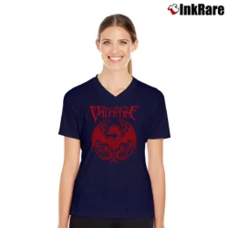 Women’s Bullet For My Valentine Band V-Neck Tee in navy | Chic Neckline, Soft Texture