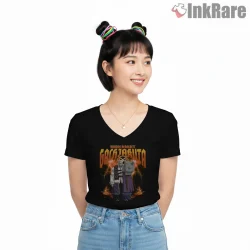 Bundus Lightning Core Power Anime Gachiakuta Shirt on black v-neck shirt for women graphic tee