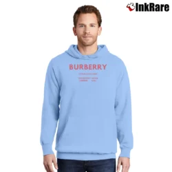 Men’s Burberry Horseferry Print Designer Pullover Hoodie in light blue | Cozy, Durable, Modern Fit