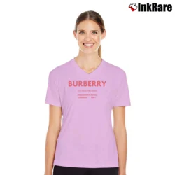 Women’s Burberry Horseferry Print Designer V-Neck Tee in light pink | Chic Neckline, Soft Texture