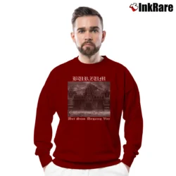 Men’s Burzum 90s Black Metal Crewneck Sweatshirt in maroon | Cozy Fabric, Clean Style