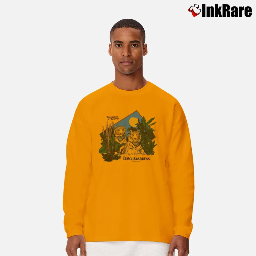 Men’s Busch Gardens Tiger Extinction Theme Park Long-Sleeve Shirt in orange | Sleek, Lightweight, Year-Round Wear