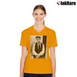Women’s Buster Keaton Our Hospitality V-Neck Tee in orange | Chic Neckline, Soft Texture