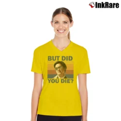 Women’s But Did You Die The Hangover Mr Chow V-Neck Tee in yellow | Chic Neckline, Soft Texture