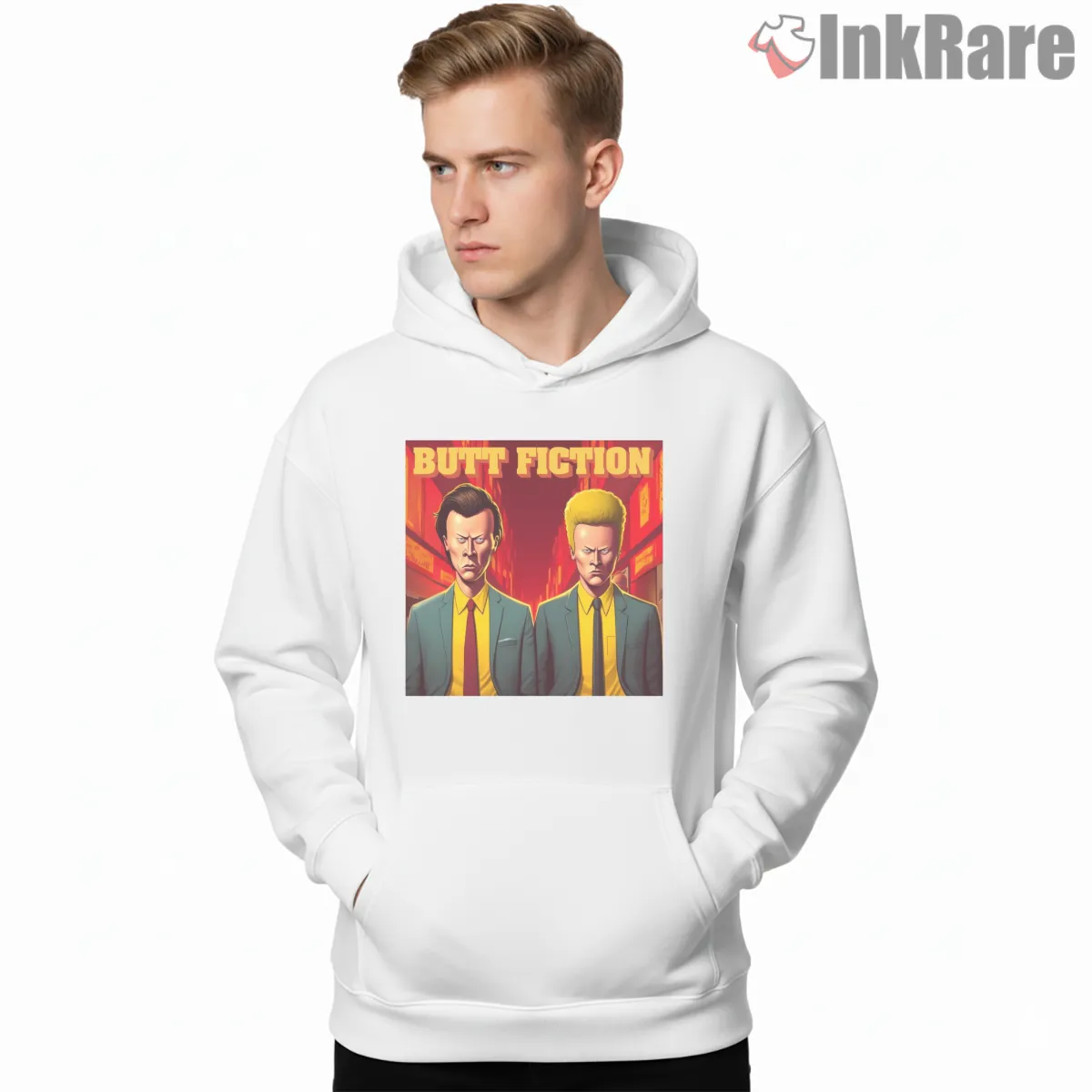 Butt Fiction Neon Alley Beavis And Butt Head Shirt on white hoodie for men graphic tee