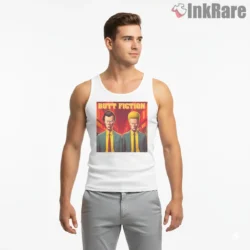 Butt Fiction Neon Alley Beavis And Butt Head Shirt on white tank top for men graphic tee