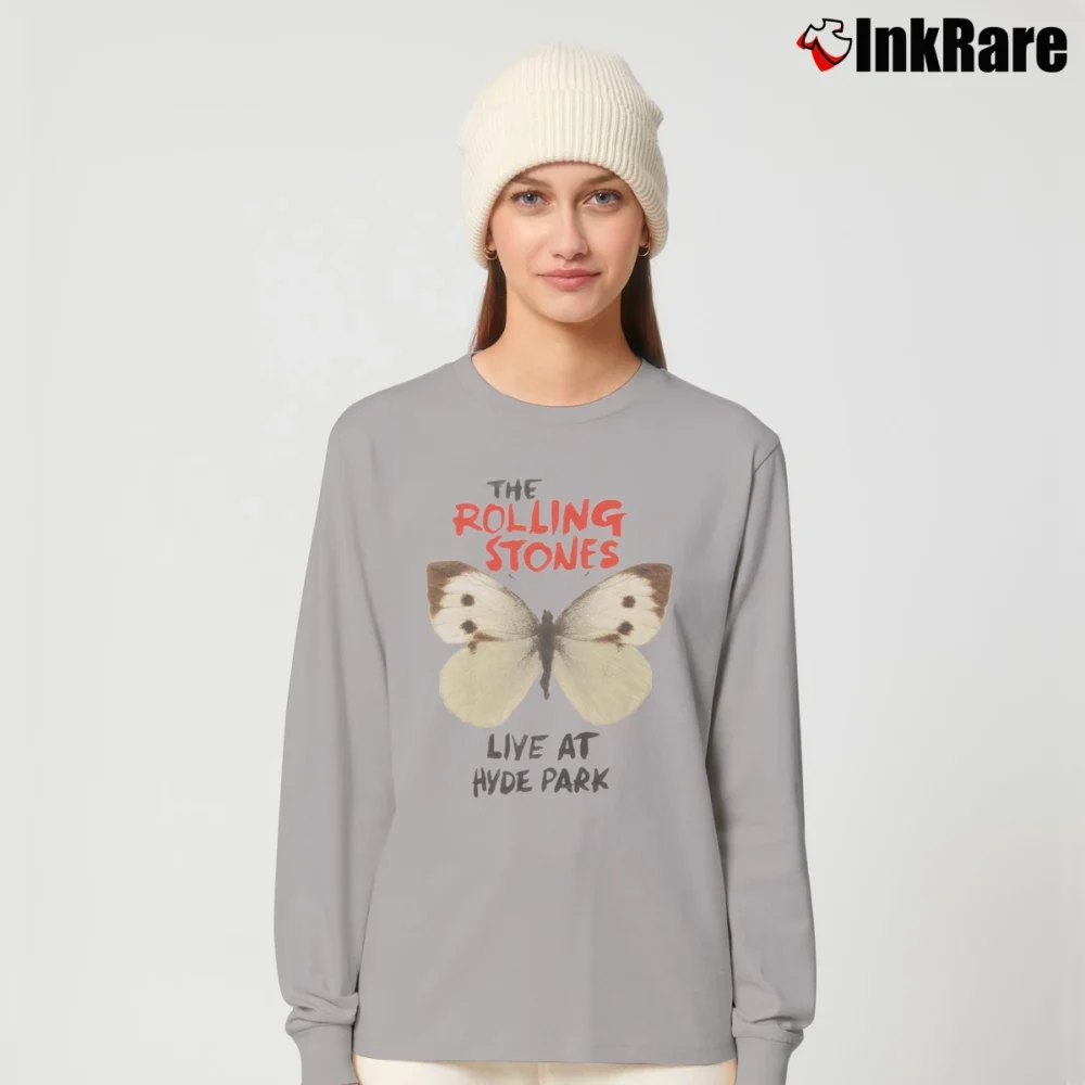 Women’s Butterfly Rolling Stones Live At Hyde Park for Rock Fans Long-Sleeve Top in sport grey | Sleek, Versatile, All-Season