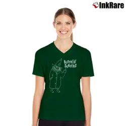 Women’s Butthole Surfers Graphic V-Neck Tee in forest green | Chic Neckline, Soft Texture