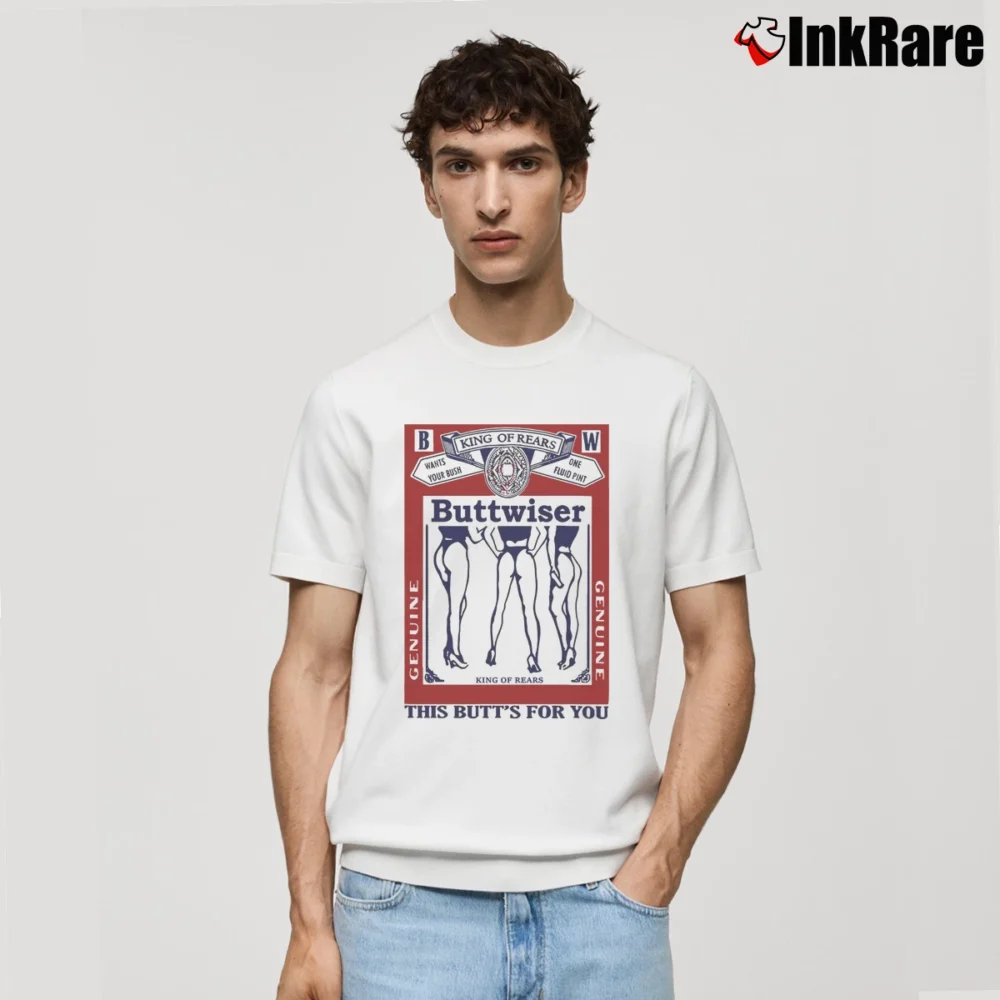 Men’s Buttwiser Funny Parody Drinking Classic T-Shirt in white | Soft, Breathable Everyday Wear