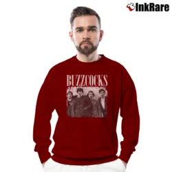 Men’s Buzzcocks Portrait Crewneck Sweatshirt in maroon | Cozy Fabric, Clean Style