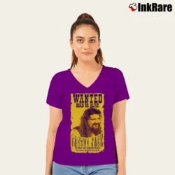 Women’s cactus jack dead or alive for Hardcore Wrestling Fans V-Neck Tee in purple | Chic Neckline, Soft Texture