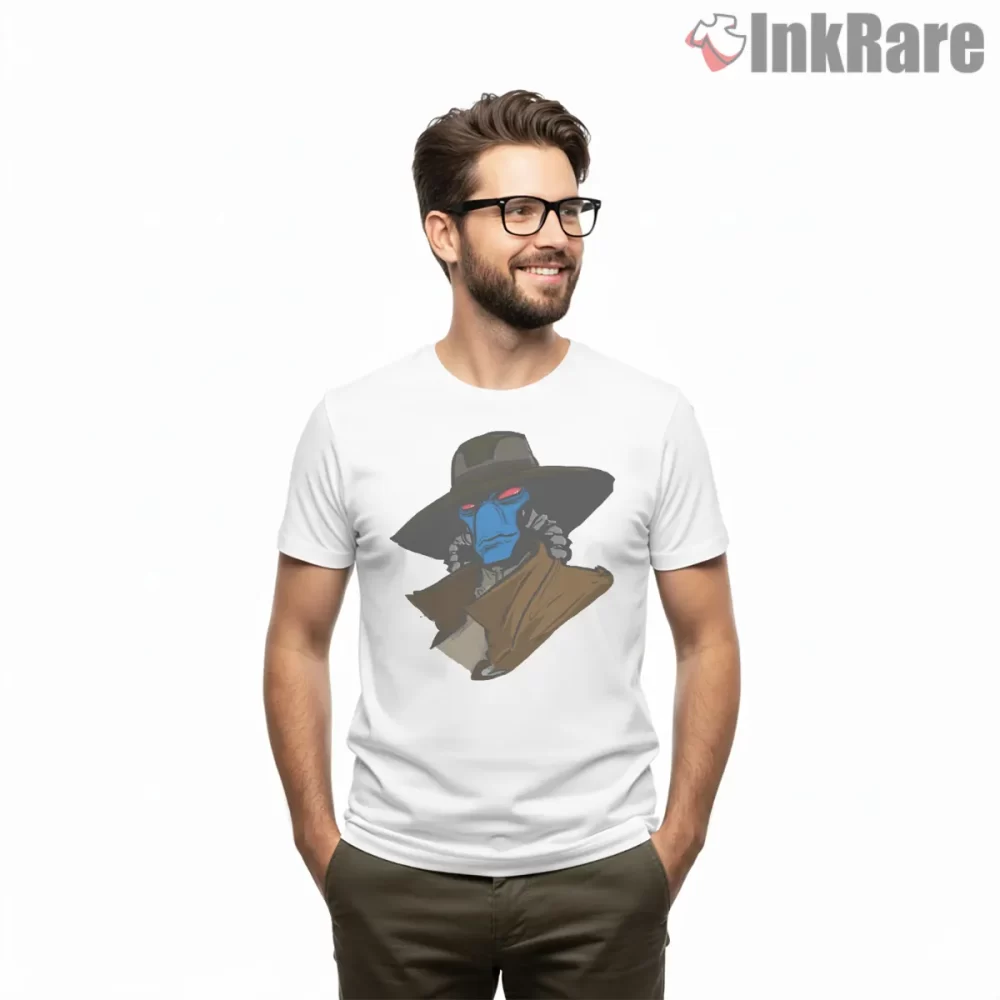 Cad Bane Western Outlaw Portrait Shirt on white short sleeve shirt for men graphic tee