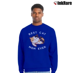 Men’s Calico Cat Mom Best Kitty Mother Gift Crewneck Sweatshirt in royal blue | Cozy Fabric, Clean Style