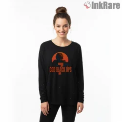 Call Of Duty Black Ops 7 Tactical Soldier Graphic Shirt on black long sleeve shirt for women graphic tee