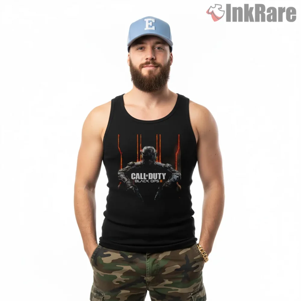 Call Of Duty Black Ops Soldier Dark Poster Shirt on black tank top for men graphic tee
