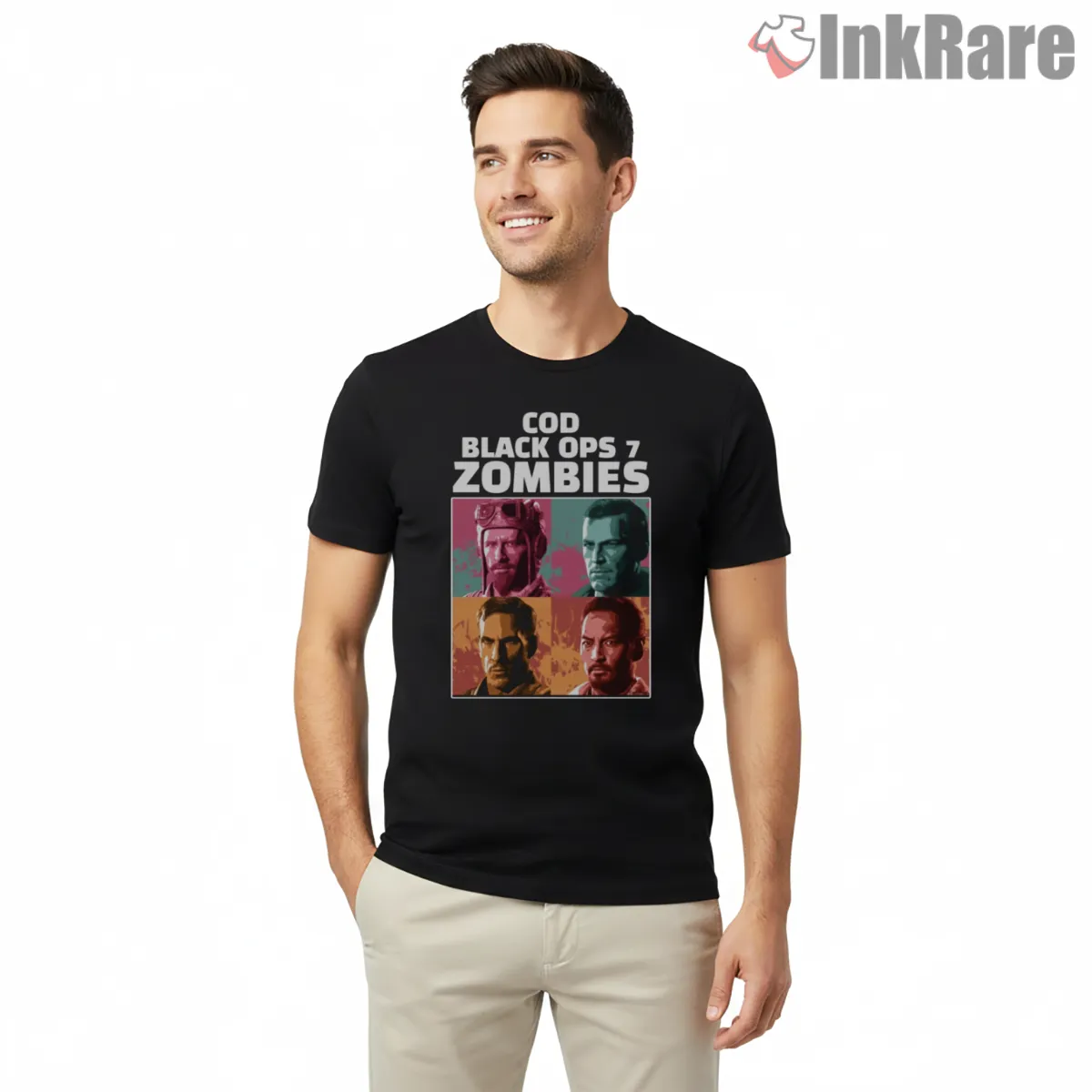 Call Of Duty Black Ops Zombies Squad Collage Short Sleeve Black Call Of Duty Black Ops Zombies Squad Collage Shirt on black short sleeve shirt for men graphic tee