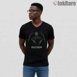 Call Of Duty Call Of Cthulhu Horror Crossover Shirt on black v-neck shirt for men graphic tee