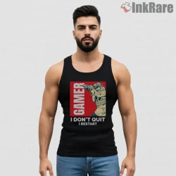 Call Of Duty Fps Gamer Never Quit Motivational Shirt on black tank top for men graphic tee