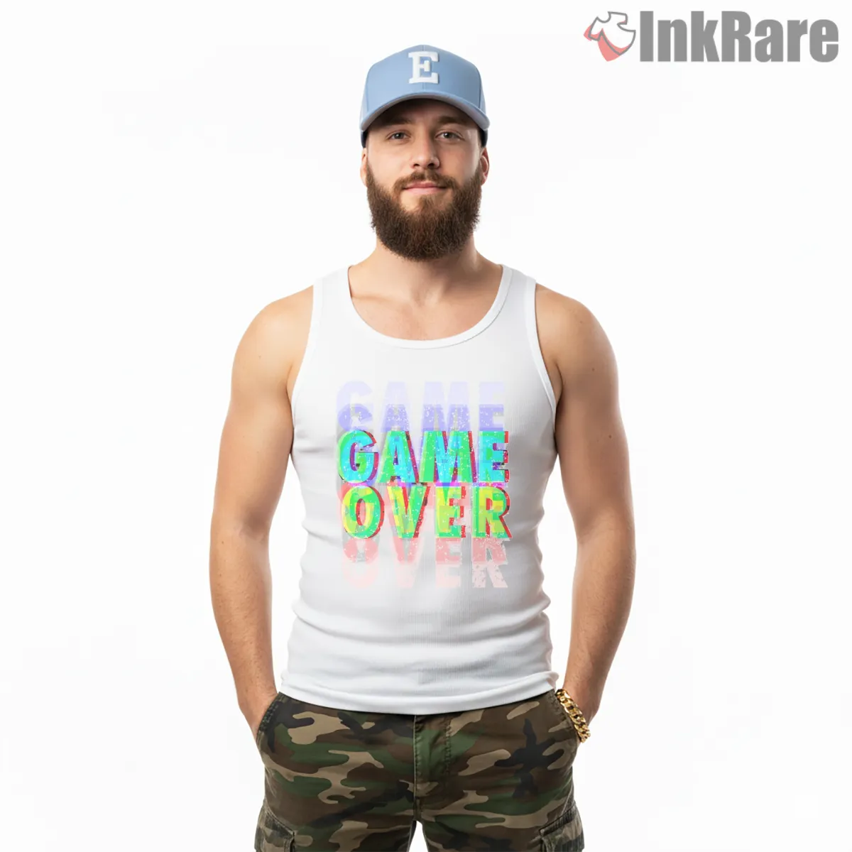 Call Of Duty Game Over Glitch Text Gamer Tank Top White Call Of Duty Game Over Glitch Text Gamer Shirt on white tank top for men graphic tee