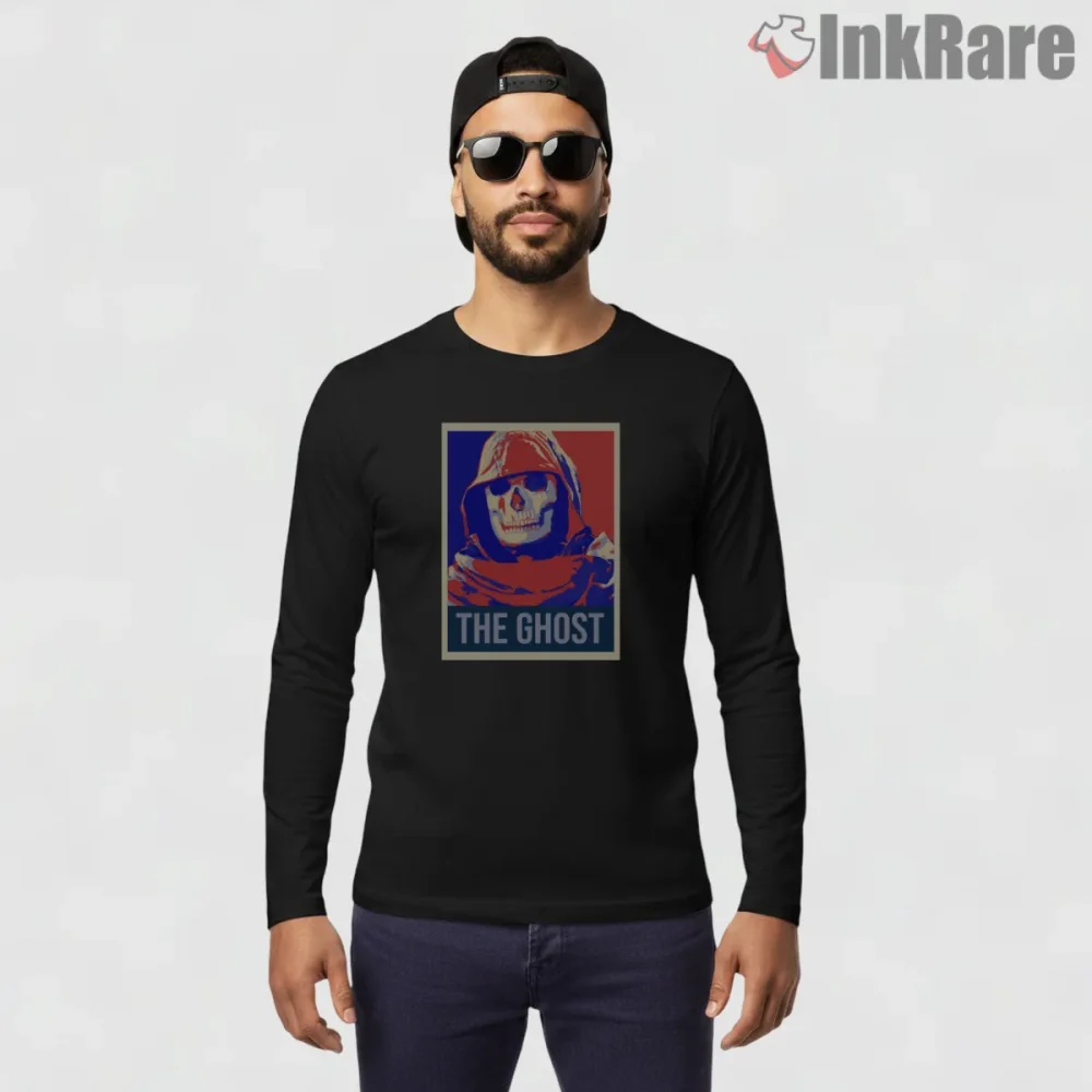 Call Of Duty Ghost Retro Propaganda Poster Shirt on black long sleeve shirt for men graphic tee