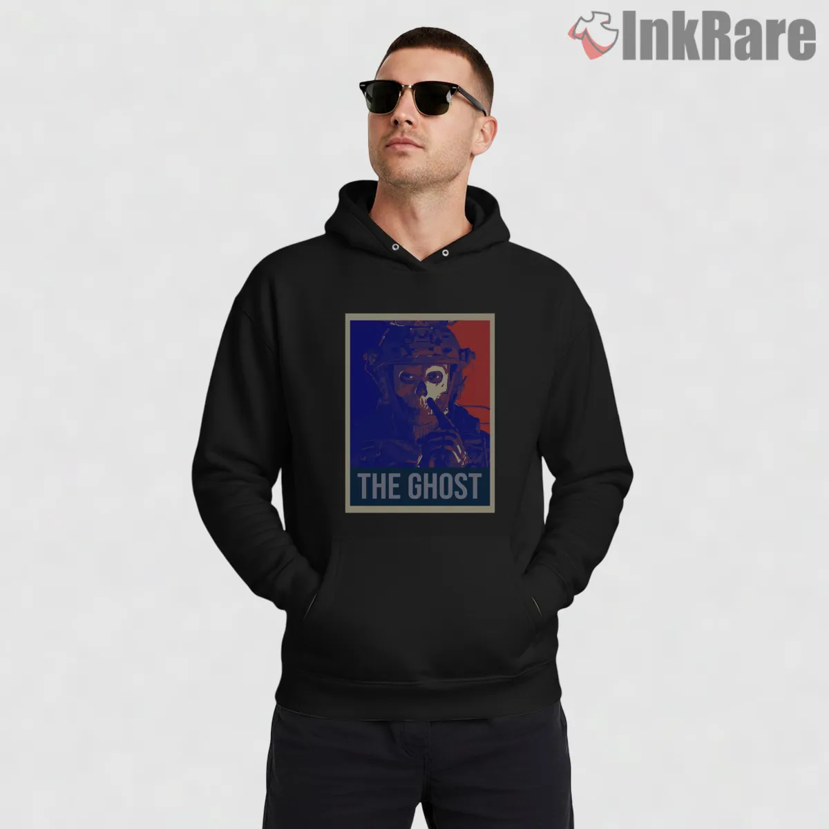 Call Of Duty Ghost Soldier Propaganda Style Shirt on black hoodie for men graphic tee