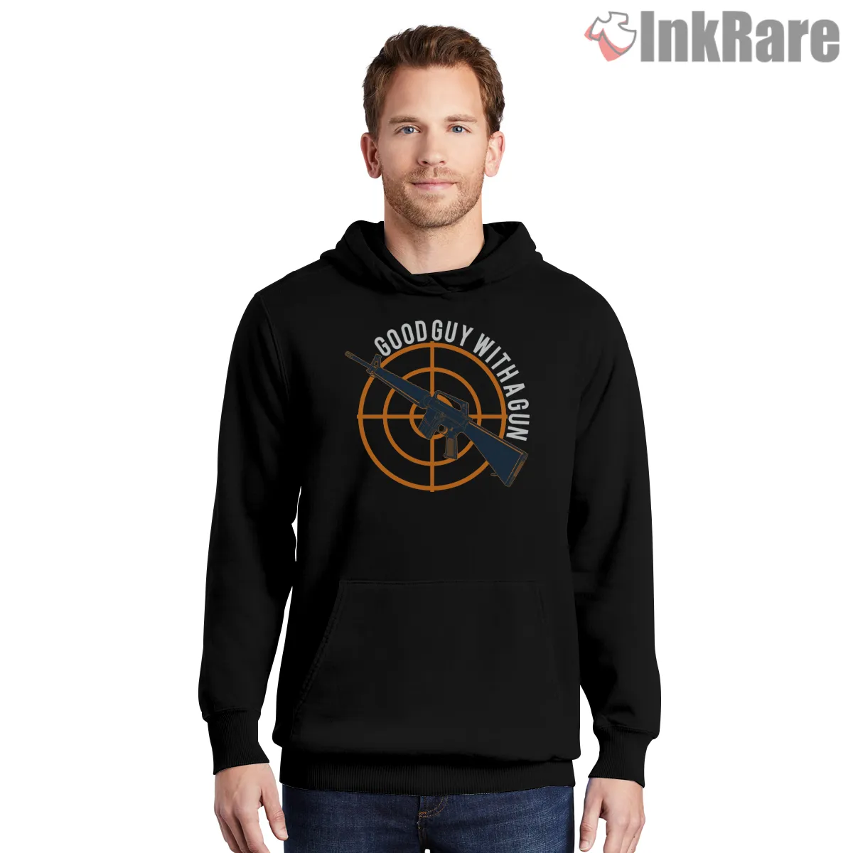 Call Of Duty Good Guy With A Gun Target Shirt on black hoodie for men graphic tee