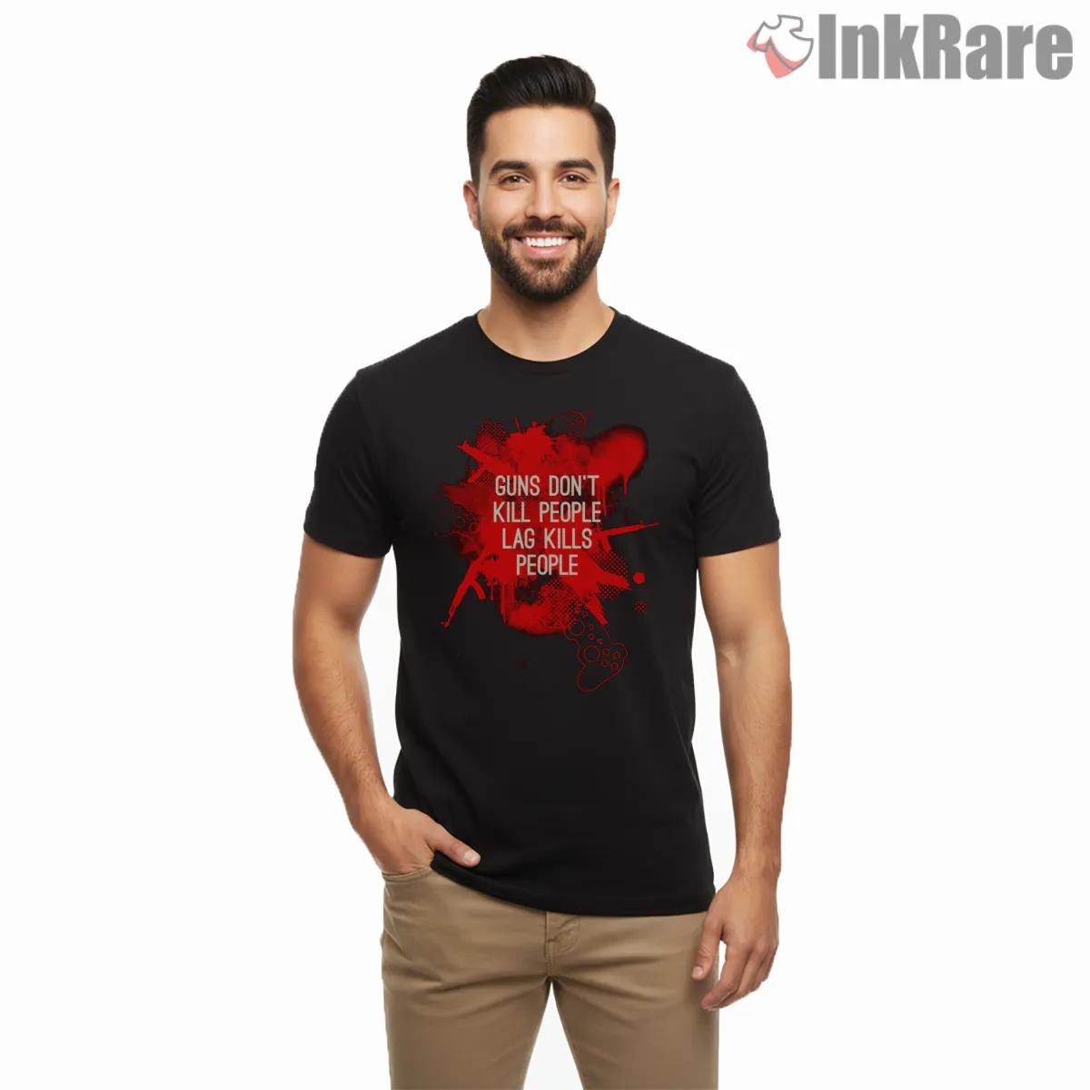 Call Of Duty Lag Kills People Gamer Rage Shirt on black short sleeve shirt for men graphic tee