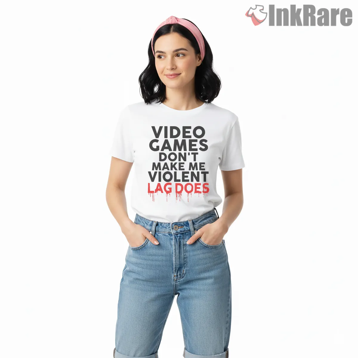 Call Of Duty Lag Makes Me Violent Gamer Short Sleeve White Call Of Duty Lag Makes Me Violent Gamer Shirt on white short sleeve shirt for women graphic tee