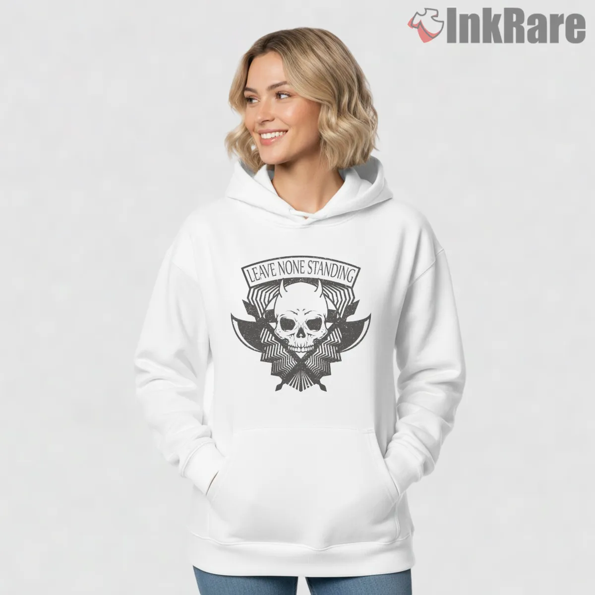 Call Of Duty Leave None Standing Skull Emblem Hoodie White Call Of Duty Leave None Standing Skull Emblem Shirt on white hoodie for women graphic tee