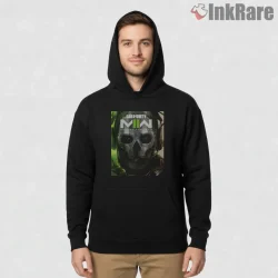 Call Of Duty Modern Warfare Ghost Portrait Shirt on black hoodie for men graphic tee