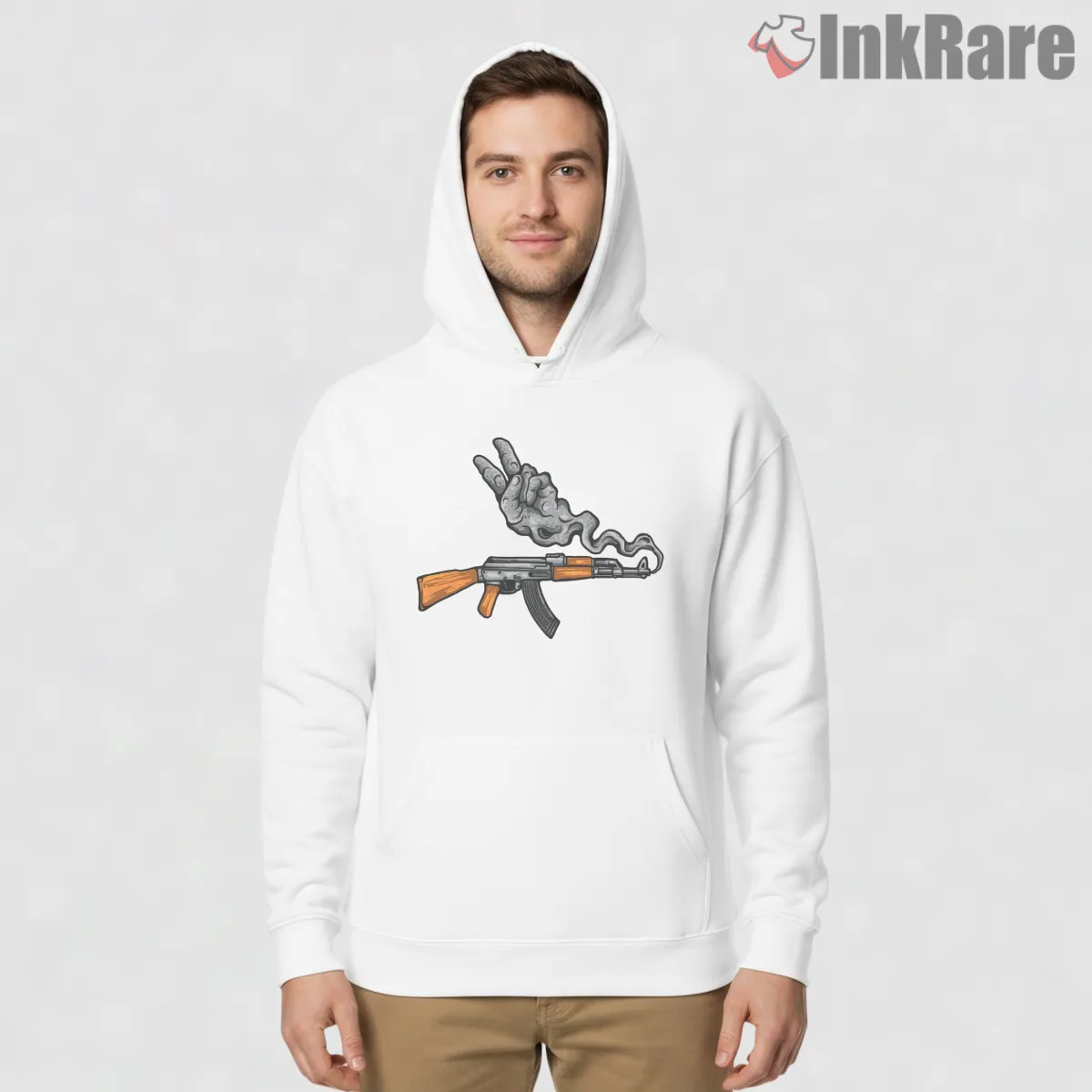 Call Of Duty Peace Sign Kalashnikov Drip Art Shirt on white hoodie for men graphic tee