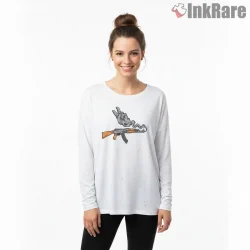 Call Of Duty Peace Sign Kalashnikov Drip Art Shirt on white long sleeve shirt for women graphic tee