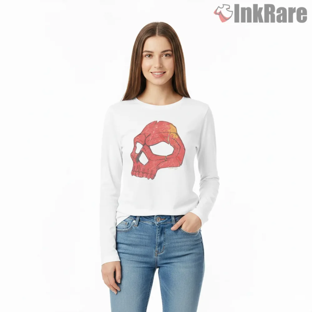 Call Of Duty Warzone Soap Red Skull Minimal Shirt on white long sleeve shirt for women graphic tee
