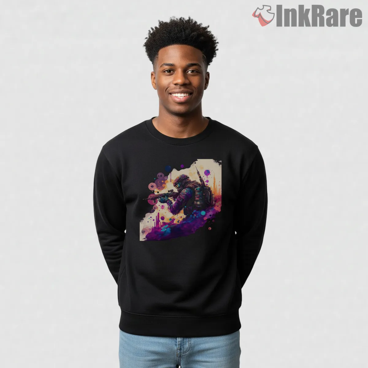 Call Of Duty Watercolor Soldier Artistic Combat Shirt on graphic shirt for men graphic tee