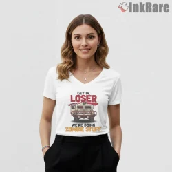 Call Of Duty Zombies Get In Loser Humor Shirt on white v-neck shirt for women graphic tee