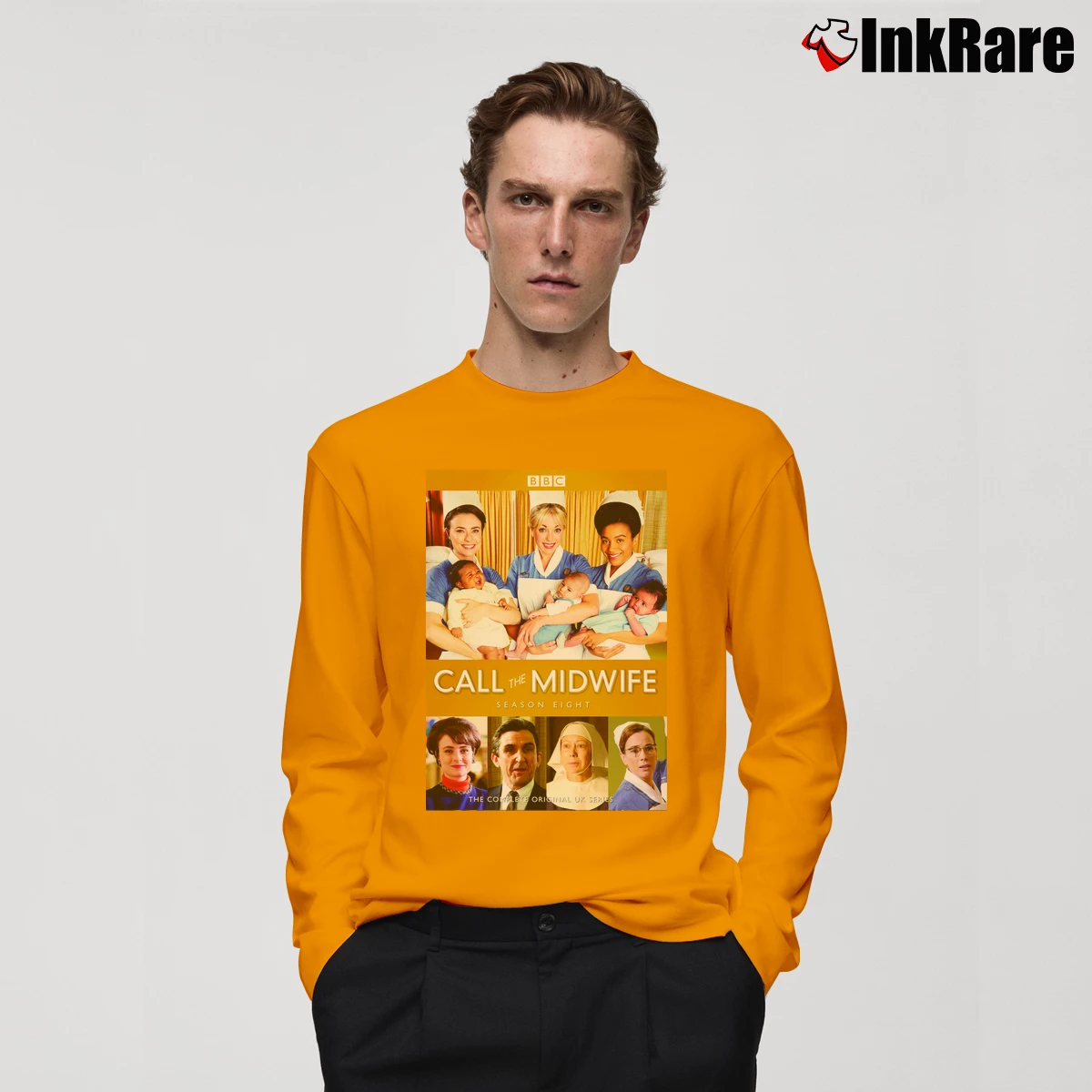 Men’s Call The Midwife Season 8 Long-Sleeve Shirt in orange | Sleek, Lightweight, Year-Round Wear